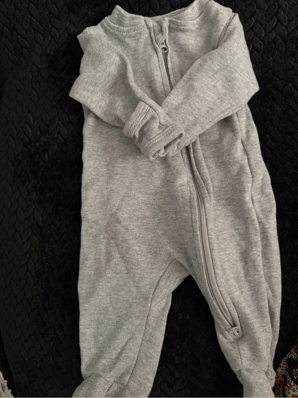 Soft Gray Zip-Front Baby One-Piece